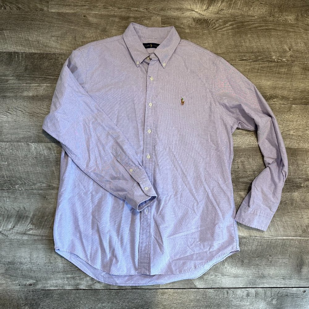 Ralph Lauren Light Lavender Purple 100% Cotton Men's Shirt in Size Large